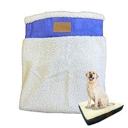 Ellie-Bo Chien de Rechange Housse de Matelas avec Dessus Imitation Daim et Peau de Mouton, 121,9 cm, 117 x 75 cm, 2 x L, Bleu