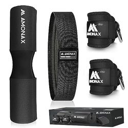 Amonax Cuscino Bilanciere, Cuscinetto Hip Thrust Squat Pad Con Glute Band Fascia Elastica in Tessuto, Cavigliere Cavi Palestra per Macchine via Cavo, Allenamento Fitness Casa per Donne Uomini