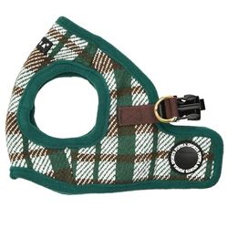 Puppia Feestelijk vest, hondentuigje, instap warm, winter, geruit patroon, voor kleine en middelgrote honden, groen, M