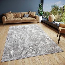 HANSE Home Tapis Style Vintage - Tapis de Salon Oriental à Poils Courts au Look Vintage - Tapis Oriental pour Chambre à Coucher, Salle à Manger, Salon, Couloir - Gris Beige, 160 x 235 cm