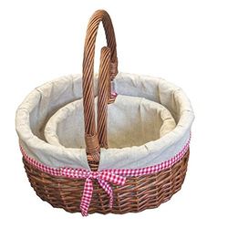 Red Hamper Set of 2 Lined Hollander Shopping Baskets, Wicker, Brown, 29 x 35 x 16 cm