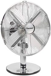 Bestron Mobiele tafelventilator Ø 35 cm, designventilator met 3 snelheden en 75° oscillatiefunctie, hoogte: 35 cm, 35 W, DFT35CH, kleur: chroom