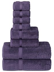 Chakir Turkish Linens Serviettes Turques 100% Coton de qualité hôtelière et Spa, Douces et absorbantes (Lot de 8 Serviettes, Prune)