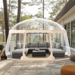 VEVOR Tente de Sport Transparente pour 12-15 Personnes, Tente à Bulle Escamotable Instantanée, Abri d'Extérieur Anti-intempéries avec Vue Dégagée, pour Football, Événements Sportifs, Bains de Soleil