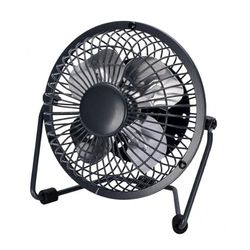 Bulerias tafelventilator, elegant en compact in zwart. Met 2,5 W vermogen en USB, meet 14,8 x 14,2 x 7,6 cm. Verstelbaar voor een ideale luchtstroom in elke kamer.