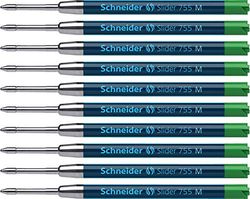 Schneider 175604 - Recambio para bolígrafo de punta redonda Slider 755 (10 unidades, tinta verde)