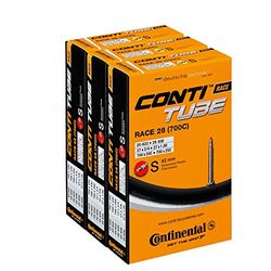 Continental Pack de 3 câmaras Road 28, 700c 20-25, válvula Presta (fina), 42 mm, unissexo para adulto, preto, (20-622 25-630)