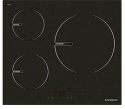 Corberó - Encimera de Inducción CCIG9322 | 3 Zonas | Potencia 6000W | Touch Control | 1 Booster | Zona Grande 30cm | Placa con Temporizador 99 Min | Desconexión y Bloqueo de Seguridad | Negro, Vidrio