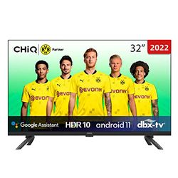 CHiQ TV, 32 tums smart tv, Android11, HDR, WiFi, Bluetooth, Google Assistant, Chromecast, Netflix, Prime video, YouTube, trippelmottagare (DVB-T2/T/C/S2), HDMI/USB, Dolby Audio.