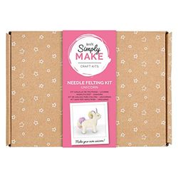Simply Make Naaldviltkit - Eenhoornontwerp voor kinderen en volwassenen, inclusief wol, naalden en alle gereedschappen, perfect voor volwassen ambachten en beginners - Naaldvilten Art & Craft Kit