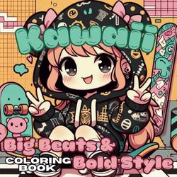 Kawaii Big Beats & Bold Style Coloring Book: Kawaii Bold and Easy Coloring Book: Cute And Adorable Minimalist Designs Simple Art Coloring Page For Kids And Adults