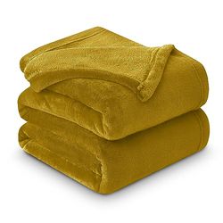 GC GAVENO CAVAILIA Luxurious Fleece Mink Blanket, Warm & Thermal Blankets Throws, Cuddly Throws For Sofas, Ochre, 200X240 Cm