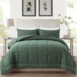 DOWNCOOL Set di biancheria da letto con piumone e 2 federe, per tutte le stagioni, 3 pezzi, per letto queen size, 223,5 x 228,6 cm, colore: verde salvia