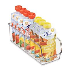 iDesign boîte de rangement à 2 compartiments, petit bac plastique pour le placard ou le tiroir, bac alimentaire empilable sans couvercle, transparent