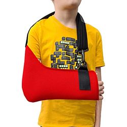 Arm Sling Child (10-11yr red/red Trim) Extra Deep, Easy-on, Cooling Ultra-Comfort, Includes Smiley Sticker.