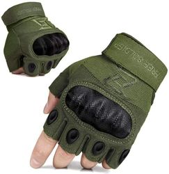 FREE SOLDIER Heltäckande finger utomhussport cykling cyklisthandskar motorcykelhandskar fingerlösa handske för vandring klättring längdarbete herrhandskar (L, gröna fingerlösa)