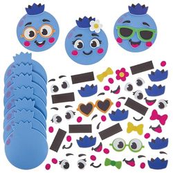 Baker Ross FN502 Blueberry Mix & Match Magnet Kits - Pack of 10, Foam Arts and Crafts Decoration Kits for Kids