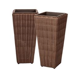 Patio Sense 62501 Alto Lot de 2 Pots de Fleurs en Osier Toutes Saisons avec doublures, Grande boîte de décoration pour Plantes, extérieur, terrasse, Herbes aromatiques, mobilier de Jardin, Couleur