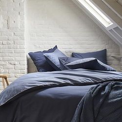 Essix Funda nórdica de algodón Bicolor, Buenos días, Nocturna/Denim, 260 x 240 cm