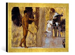 Ingelijste foto van Franz Van Stuck "Huldiging aan de schilderij", kunstdruk in hoogwaardige handgemaakte fotolijst, 40x30 cm, Gold Raya
