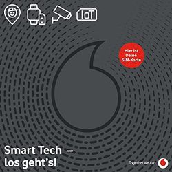 Vodafone Smart Tech M, eSIM, 500 minuten, 100 sms, 3 GB gegevens, voor slimme apparaten, smartwatch, kinderen, Safety Watch (niet smartphones, tablets) ABO 24 maanden looptijd, IoT, M2MeSIM, rood