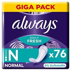 Always Daily Fresh - Salvaslips para mujer (76 compresas), sin fragancia
