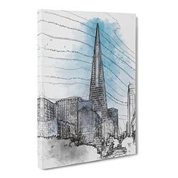 Transamerica Pyramid In San Francisco In Abstract Modern Canvas Wall Art Print Ready to Hang, Framed Picture for Living Room Bedroom Home Office Décor, 20x14 Inch (50x35 cm)