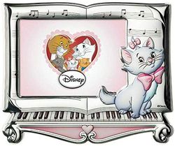 VALENTI & CO. Disney Baby - De Aristocats Premium-collectie - Fotolijst voor de tafel van zilver met details kat Minou in 3D-kleuren voor de slaapkamer van baby's of kinderen, zilver