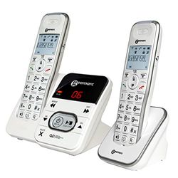 Geemarc Amplidect 295 Duo - Versterkte Draadloze Telefoon en Extra Handset met Antwoordapparaat, Krachtige Beltoon en Grote Toetsen voor Senioren - Laag of Matig Gehoorverlies