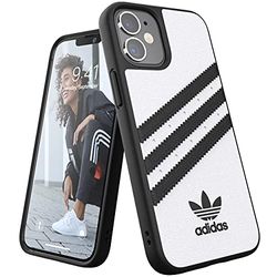 adidas Funda diseñada para iPhone 12 Mini, 5.4 Pulgadas, Fundas probadas de caídas, Bordes elevados a Prueba de Golpes, Funda Protectora de Poliuretano Moldeada Originales, Blanco y Negro