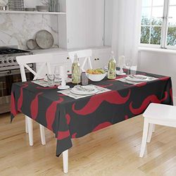 Bonamaison, Anti-moisissure, Séchage Rapide, Résistant aux Taches, Lavable en Machine, 100% Polyester Nappe de Table, Rouge Noir, 140 x 160 Cm - Conçu et Fabriqué en Turquie