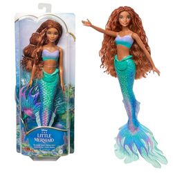 Mattel Princesses Disney Poupée La Petite Sirène Ariel Posable avec tenue Signature, cheveux longs et queue de sirène couleur, inspiré du film Disney, Jouet Enfant, Dès 3 ans, HLX08