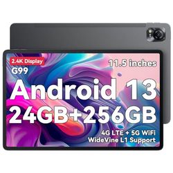 Blackview MEGA1 12 Inch Tablet - Helio G99 Octa Core, 4G LTE, 5G WiFi, 2.4K FHD Android 13, 50MP Camera, 24GB RAM + 256GB/(2TB TF) ROM, Met Pen, PC 8800mAh/GPS/GMS/OTG/Grijs