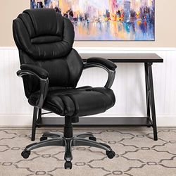 Flash Furniture Stella wysokie oparcie, czarne, skórzane, ergonomiczne, obrotowe krzesło biurowe z ramionami