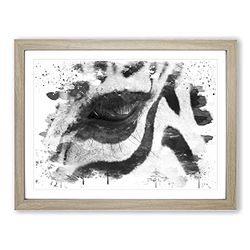 Zebra Eye V4 Modern Framed Wall Art Print, Ready to Hang Picture for Living Room Bedroom Home Office Décor, Oak A4 (34 x 25 cm)