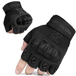FREE SOLDIER Heltäckande finger utomhussport cykling cyklisthandskar motorcykelhandskar fingerlösa handske för vandring klättring längdarbete herrhandskar (XL, svarta fingerlösa)