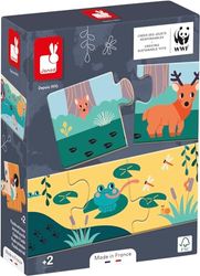 Janod Djur och fotavtryck-box med 10 3 stycken - barnpussel-uppvaknande spel och första ålder-partnerskap WWF-Från 24 månader, J08649, flerfärgad