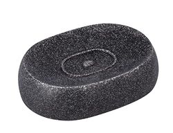 WENKO 22022100 Soap dish Puro Anthracite - Polyresin, 12.5 x 3.1 x 8.9 cm, Anthracite