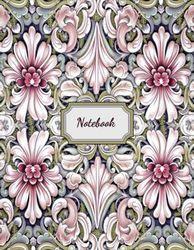 Arabesque Floral Muted Abstract Design Notebook 8.5in x 11 in, 200 pg
