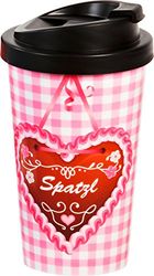 Infinite by GEDA LABELS Coffee to go Spatzl beker, kunststof, roze/wit, 9 x 9 x 17 cm