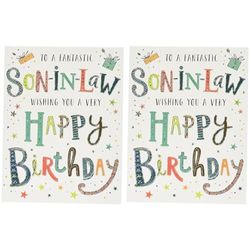 Piccadilly Greetings Modern Birthday Card Son in Law - 8 x 6 inches - Regal Publishing,Light Grey (Pack of 2)