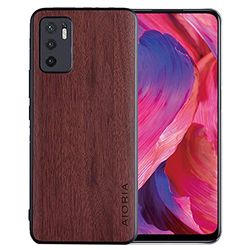 Dark Brown TPU Wooden Shockproof Case Cover for Xiaomi Redmi Note 10 Pro 5G