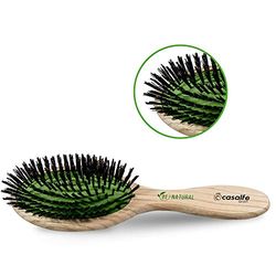 Casalfe Escova de madeira sustentável cerdas naturais - cuida do cabelo fino e respeita o couro cabeludo com massagem. Anti-friz.