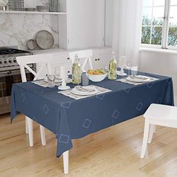 Bonamaison, Anti-moisissure, Séchage Rapide, Résistant aux Taches, Lavable en Machine, 100% Polyester Nappe de Table, Bleu, 140 x 160 Cm - Conçu et Fabriqué en Turquie