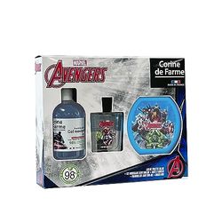 Corine de Farme - Avengers set med Eau de Toilette 50 ml, bubbelbad 300 ml och snackbox - present till pojkar - barndoft doft äpple gourmet - 3-i-1 fruktig gel