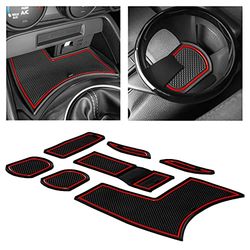 CupHolderHero fits Mazda Miata MX5 and fits Fiat 124 Spider Accessories 2016-2022 Interior Non-Slip Anti Dust Cup Holder Inserts, Center Console Liner Mats, Door Pocket Liners 7-pc Set (Red Trim)
