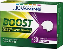 JUVAMINE - BOOST Vitamine C Ginseng & Guarana - 30 Comprimés à croquer Pour Réduire La Fatigue,Stress