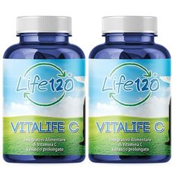 Life 120 Vitalife C - Integratore Alimentare di Vitamina C a Rilascio Prolungato, Protezione delle Cellule dallo Stress Ossidativo e al Normale Funzione del Sistema Immunitario. 2 conf. da 240 Comp.