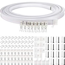 Flexible Bendable Ceiling Curved Curtain Track Mount Windows Shower Curved Track for Curtain Rail with Track Curtain System RV Curtain Track Bed Curtains Room Divider (White, 5 Meter/ 16.4 Feet)