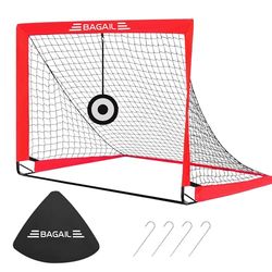 BAGAIL Portería de fútbol, Red de fútbol desplegable con portería, piquetas y Bolsa de Transporte portátil, fácil de Montar, Ideal para Entrenamiento en el jardín y Partidos recreativos.